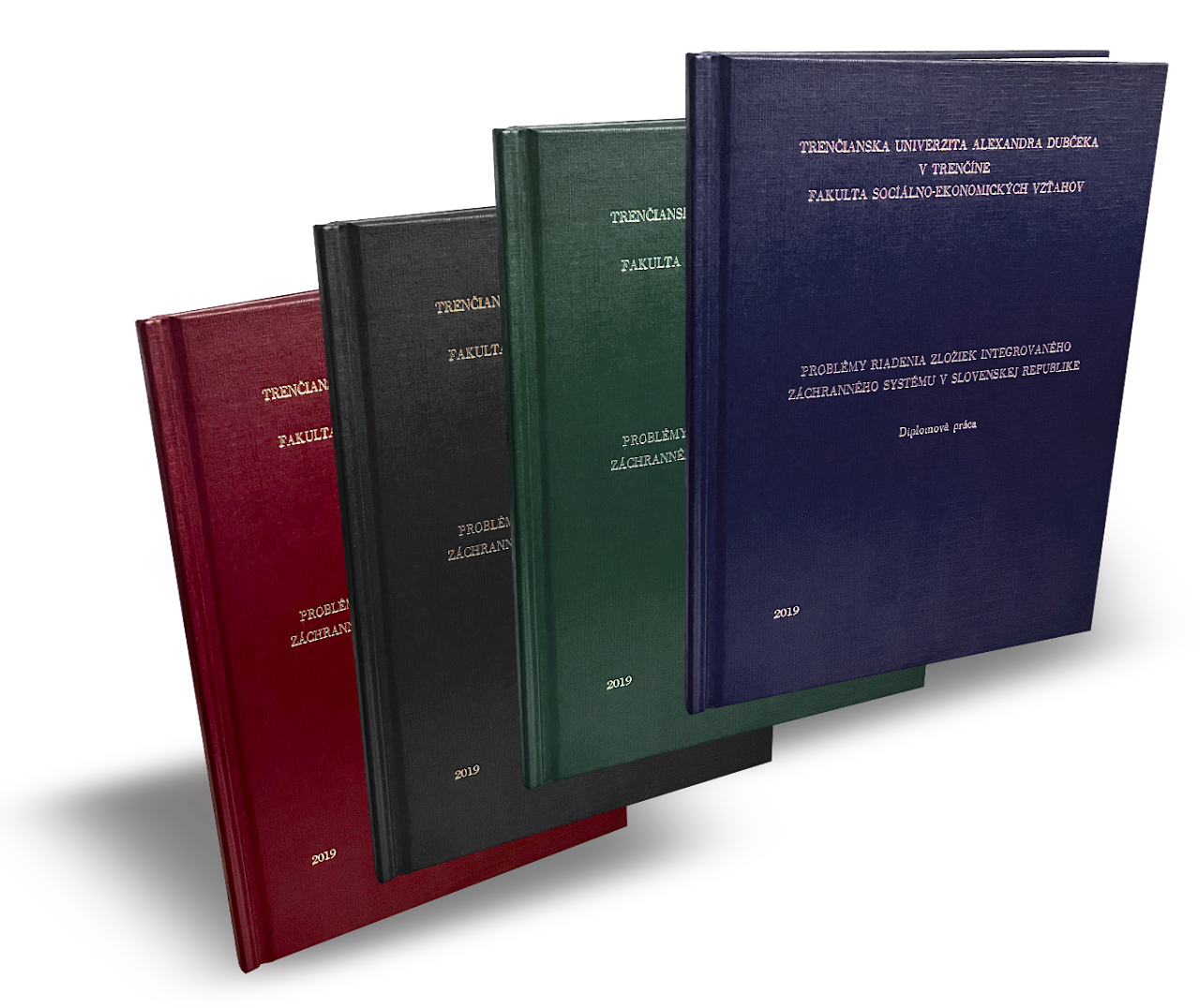 Ukážka farieb tvrdých dosiek diplomových prác